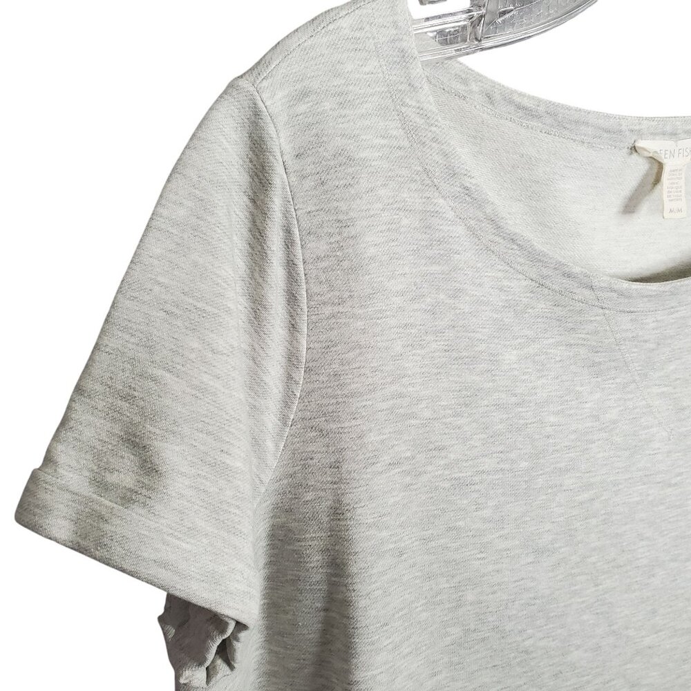 Eileen Fisher Size M Dress Cover Up Minimalist Pique Knit Neutral Short Sleeve - Picture 7 of 10